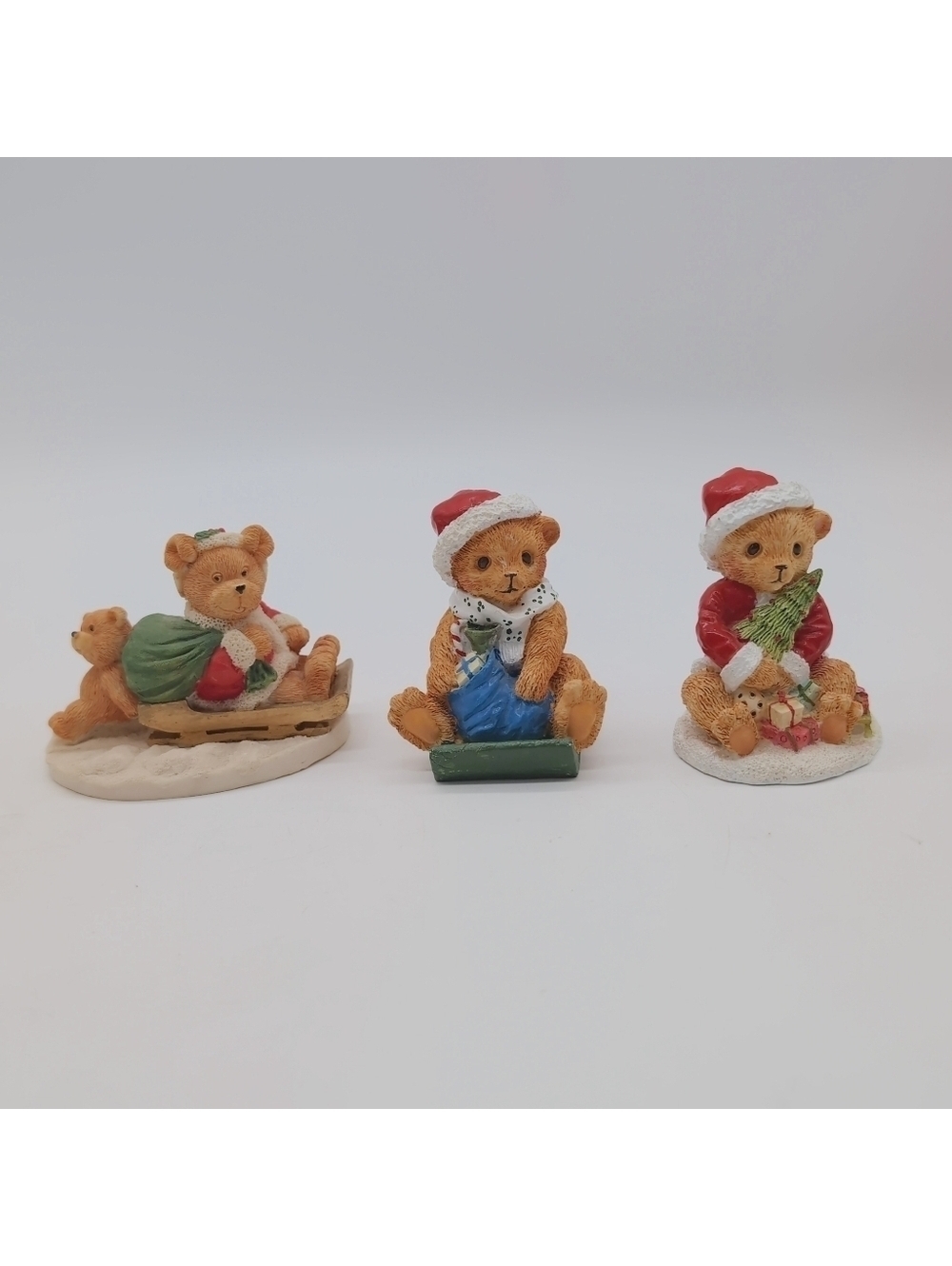 Cherished Teddies 3 Christmas Teddy Bear Figurines Set